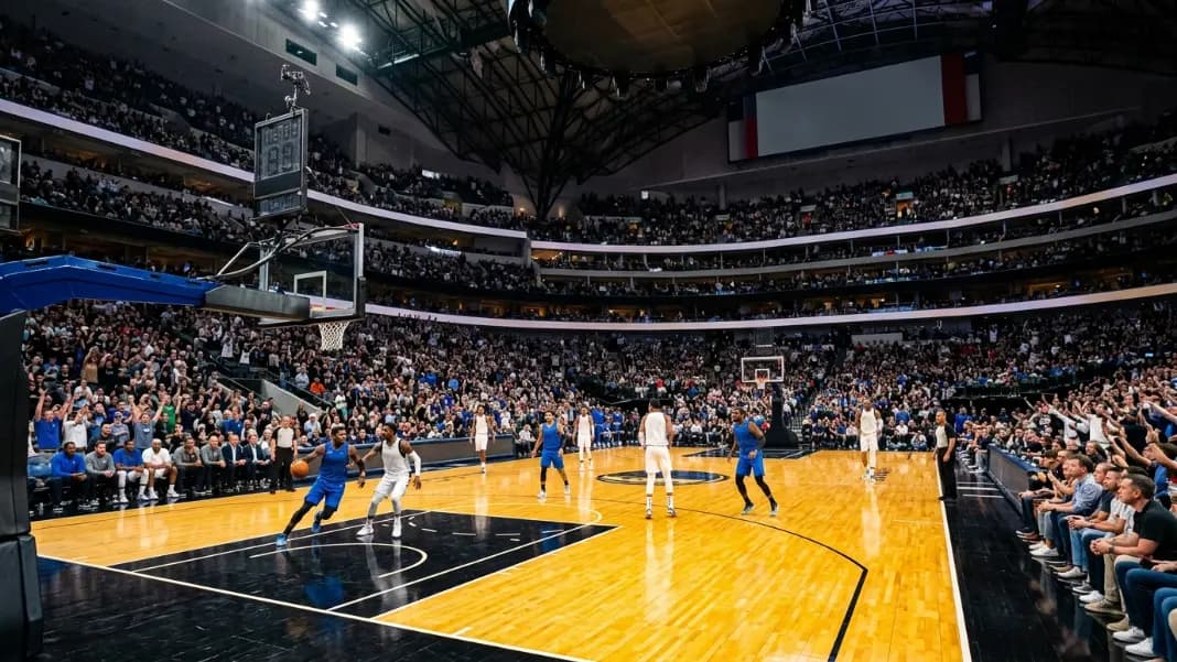NBA basketball court arena with fans watching live game streaming on Yalla TV