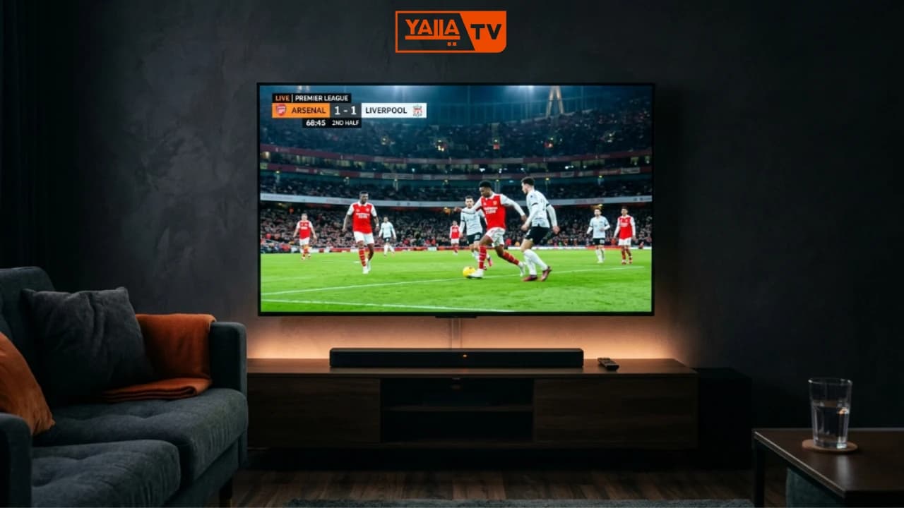 Yalla TV HD stream on Smart TV showing live football match